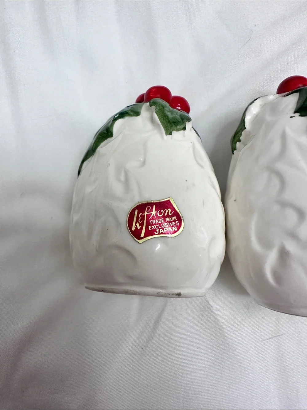Lefton Holiday Holly Ceramic Salt and Pepper Shakers